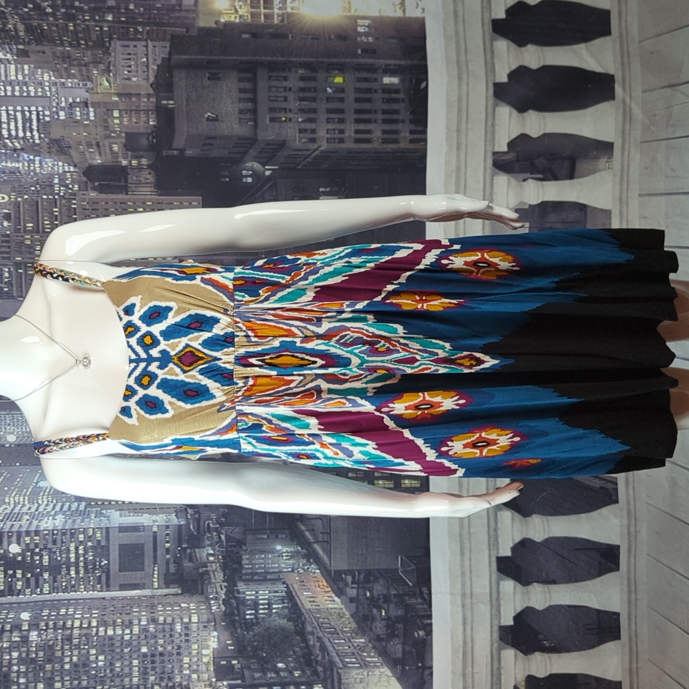 40. Apt 9 sz M NWT Multi Color Double Braided Straps Sleeveless Strappy Dress